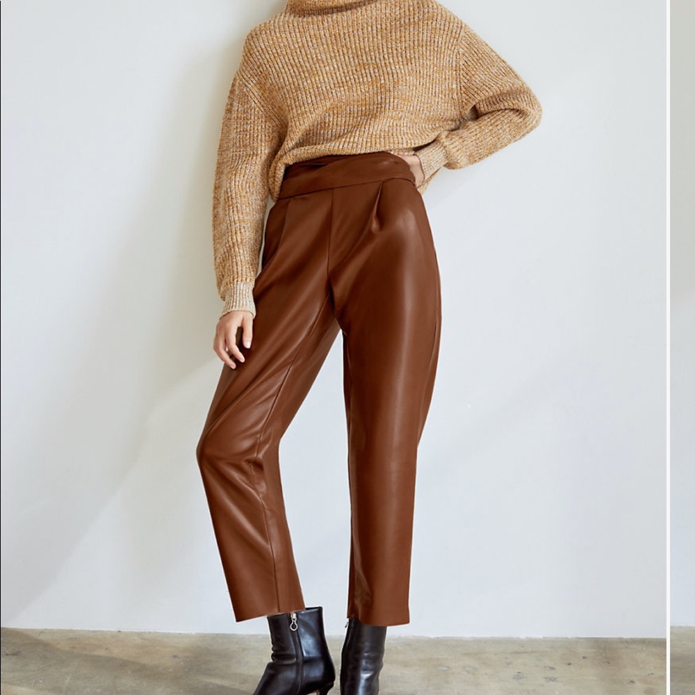 Cognac leather Aritzia pants
